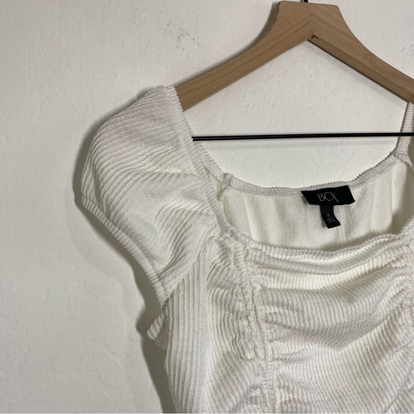 BCX Women’s M Y2K Scrunched Stretch Short Sleeve Casual Top Blouse Elastic - Picture 4 of 8